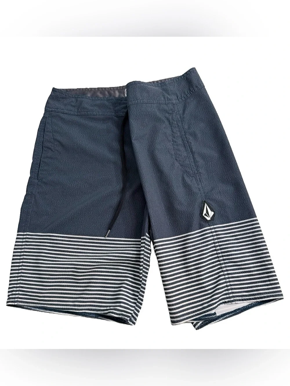 Volcom Mod-Tech Board Shorts Size 34 Blue Striped Swim